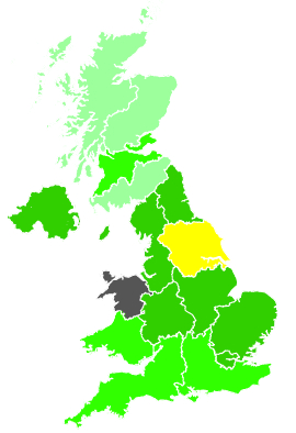 Click on a region for air pollution levels for 18/11/2001