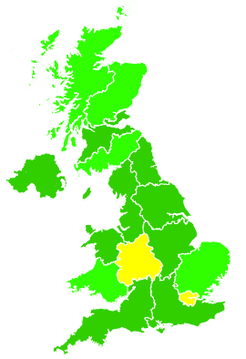 Click on a region for air pollution levels for 18/11/2005
