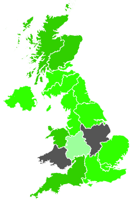 Click on a region for air pollution levels for 18/12/1987