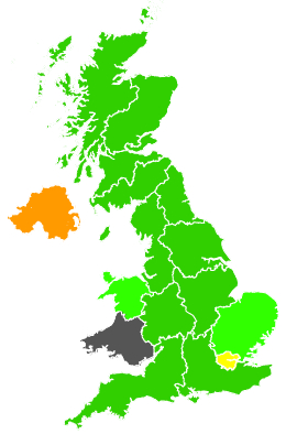 Click on a region for air pollution levels for 18/12/1989