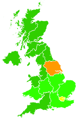 Click on a region for air pollution levels for 18/12/1992