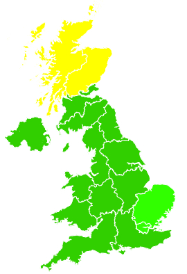 Click on a region for air pollution levels for 18/12/1994