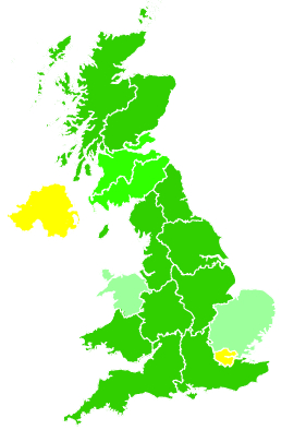 Click on a region for air pollution levels for 18/12/1995