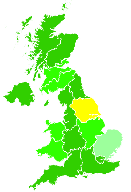 Click on a region for air pollution levels for 18/12/1996