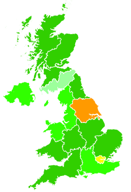 Click on a region for air pollution levels for 18/12/1997