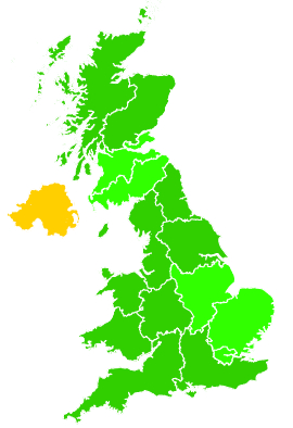 Click on a region for air pollution levels for 18/12/1999