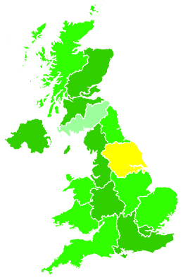 Click on a region for air pollution levels for 18/12/2000