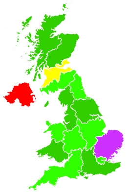 Click on a region for air pollution levels for 18/12/2002
