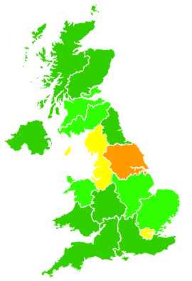 Click on a region for air pollution levels for 18/12/2003