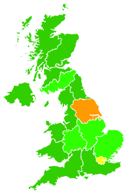 Click on a region for air pollution levels for 19/01/1994