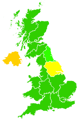 Click on a region for air pollution levels for 19/01/1995