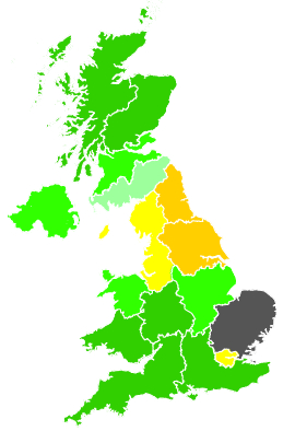 Click on a region for air pollution levels for 19/01/1996