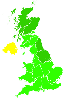 Click on a region for air pollution levels for 19/01/1997