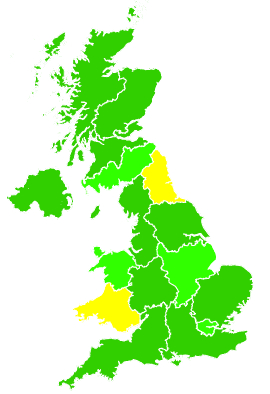 Click on a region for air pollution levels for 19/01/2000