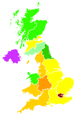 Click on a region for air pollution levels for 19/01/2001