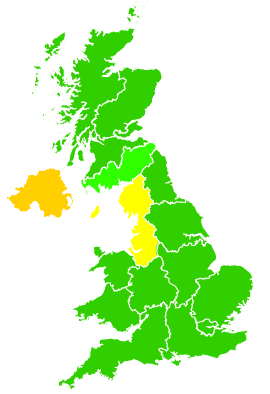 Click on a region for air pollution levels for 19/02/2001