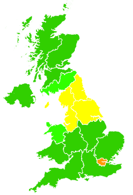 Click on a region for air pollution levels for 19/02/2003