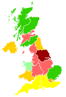 Click on a region for air pollution levels for 19/02/2008
