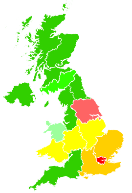 Click on a region for air pollution levels for 19/02/2011