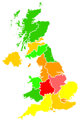 Click on a region for air pollution levels for 19/02/2013