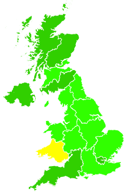 Click on a region for air pollution levels for 19/02/2018