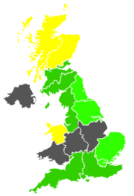Click on a region for air pollution levels for 19/03/1988
