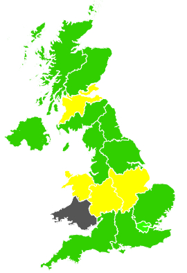 Click on a region for air pollution levels for 19/03/1989