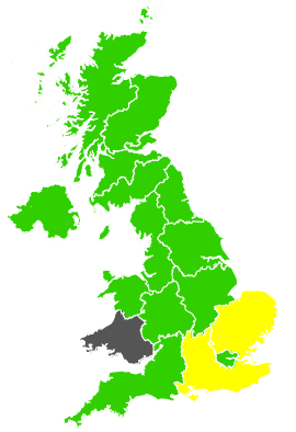 Click on a region for air pollution levels for 19/03/1990