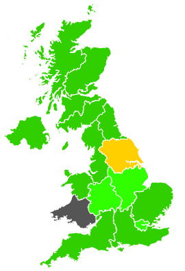Click on a region for air pollution levels for 19/03/1992