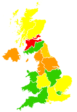 Click on a region for air pollution levels for 19/03/2003