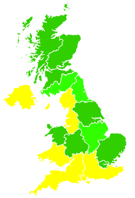 Click on a region for air pollution levels for 19/03/2005