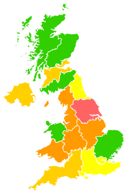 Click on a region for air pollution levels for 19/03/2009