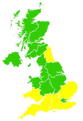 Click on a region for air pollution levels for 19/04/1999