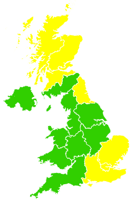 Click on a region for air pollution levels for 19/04/2000
