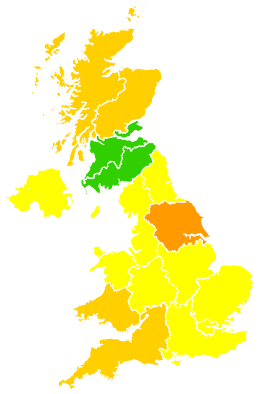 Click on a region for air pollution levels for 19/04/2003