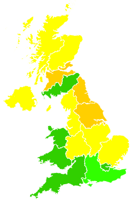 Click on a region for air pollution levels for 19/04/2008