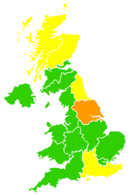 Click on a region for air pollution levels for 19/05/1993