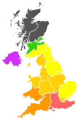 Click on a region for air pollution levels for 19/05/1998