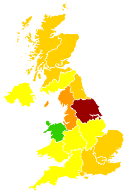 Click on a region for air pollution levels for 19/05/1999