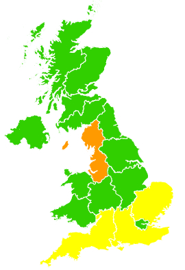 Click on a region for air pollution levels for 19/05/2004