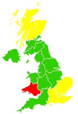 Click on a region for air pollution levels for 19/05/2007