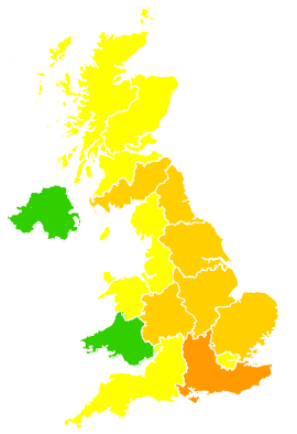 Click on a region for air pollution levels for 19/05/2014
