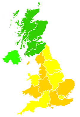 Click on a region for air pollution levels for 19/05/2024