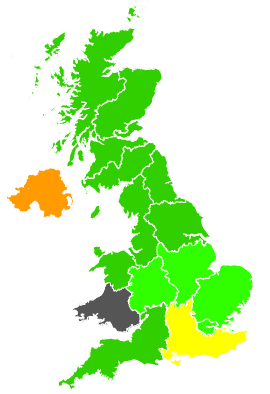 Click on a region for air pollution levels for 19/06/1991