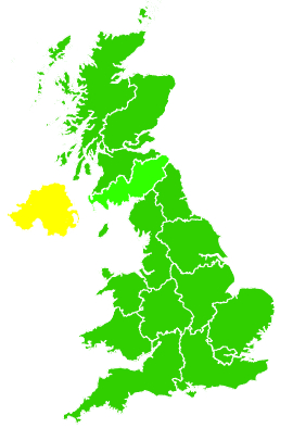 Click on a region for air pollution levels for 19/06/1992