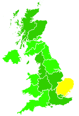 Click on a region for air pollution levels for 19/06/1995