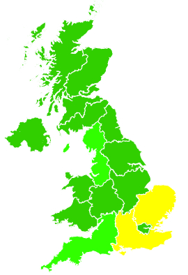 Click on a region for air pollution levels for 19/06/1999