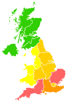 Click on a region for air pollution levels for 19/06/2005