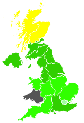 Click on a region for air pollution levels for 19/07/1987
