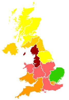 Click on a region for air pollution levels for 19/07/1996